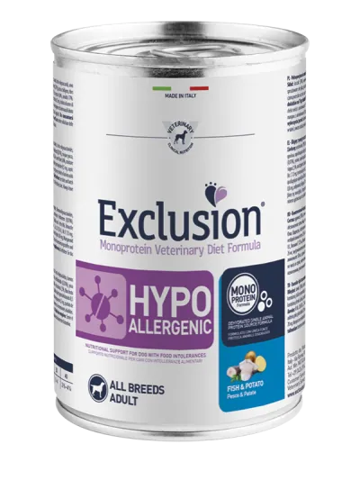 Exclusion dog hypo pesce e patate lattina 400 gr
