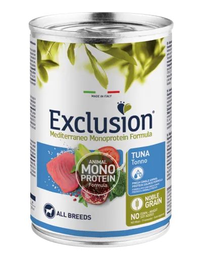 Exclusion dog mediterraneo adult tonno lattina 400 gr