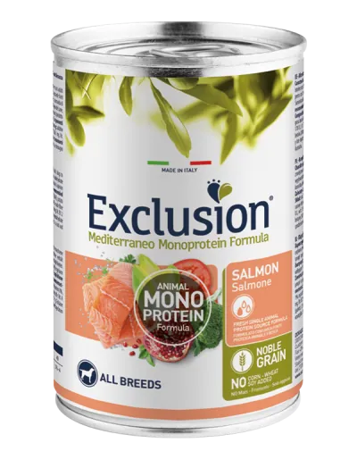 Exclusion dog mediterraneo adult salmone lattina 400 gr