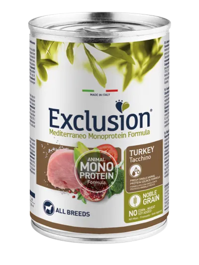 Exclusion dog mediterraneo adult tacchino lattina 400 gr
