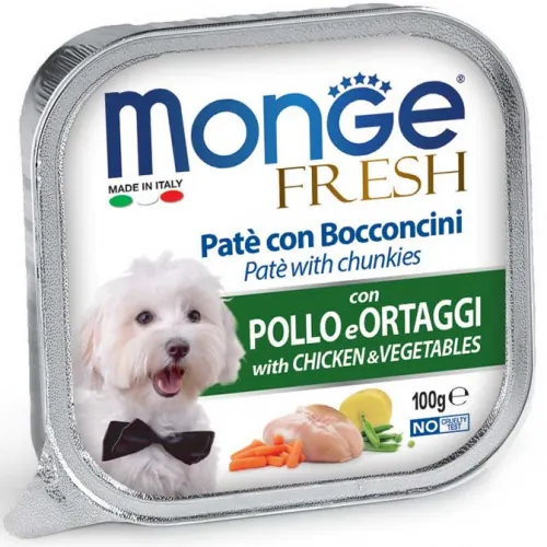 Monge fresh dog pollo e ortaggi vaschetta 100 gr