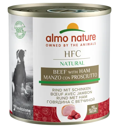 Hfc dog natural manzo e prosciutto lattina 290 gr