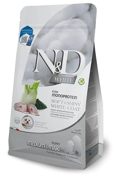 Nd dog white spigola spirulina e finocchio puppy medio maxi 2 kg