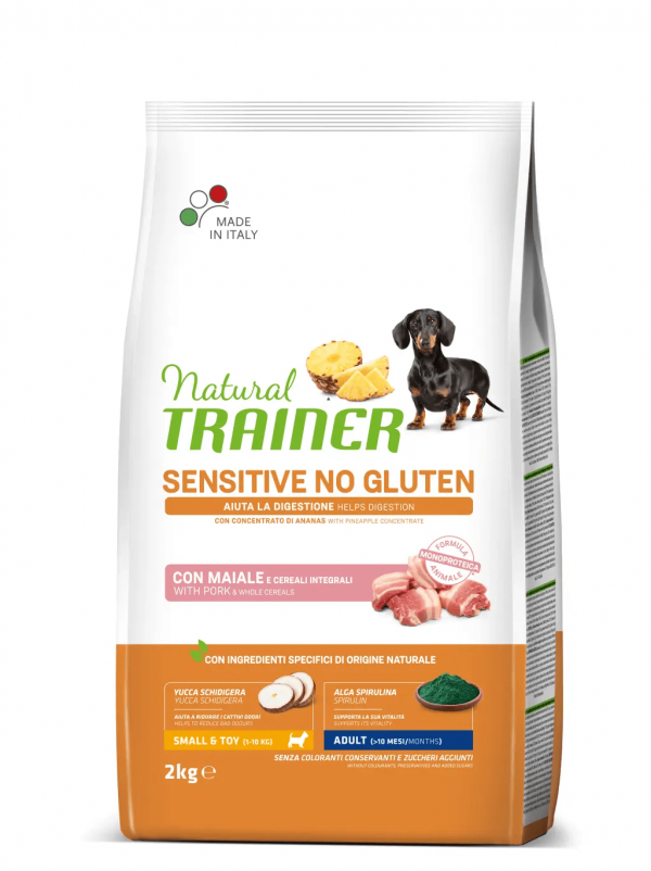 Trainer natural dog sensitive no grain adult mini maiale e patate 2 kg