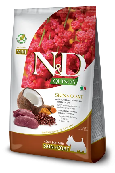 Nd dog quinoa skin&coat cervo cocco e curcuma adult mini 7 kg