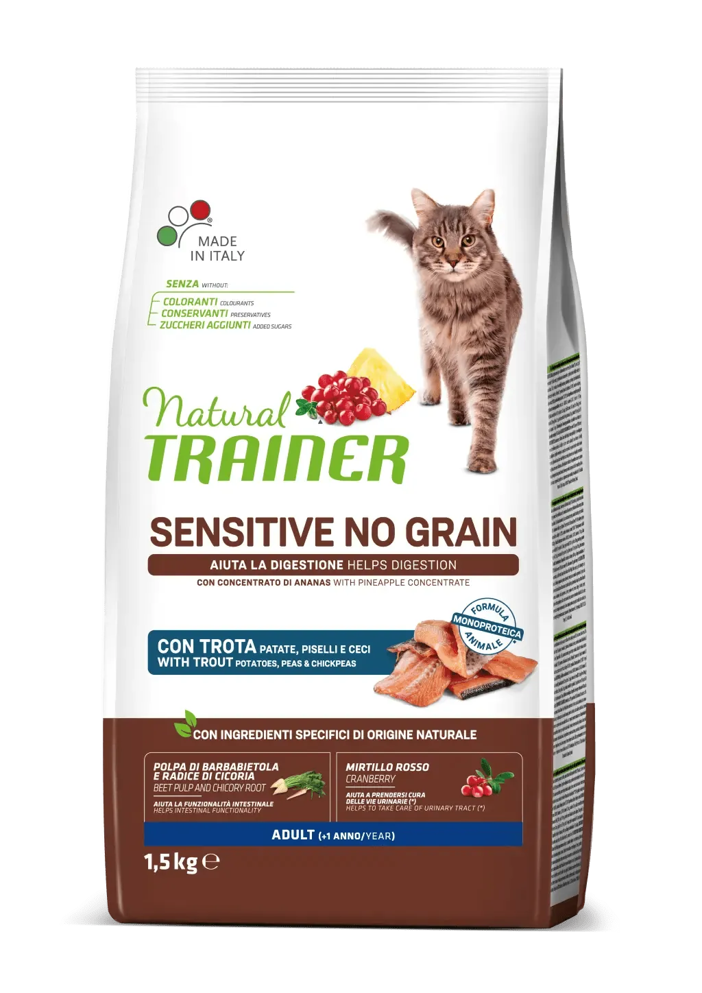 Trainer natural cat sensitive no grain trota e patate 1,5 kg