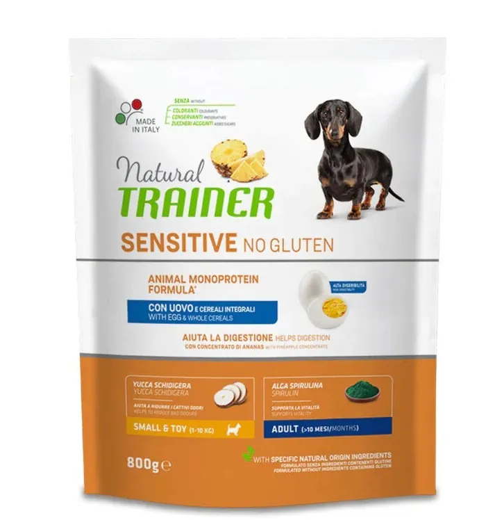Trainer natural dog sensitive adult mini uovo e cereali 800 gr