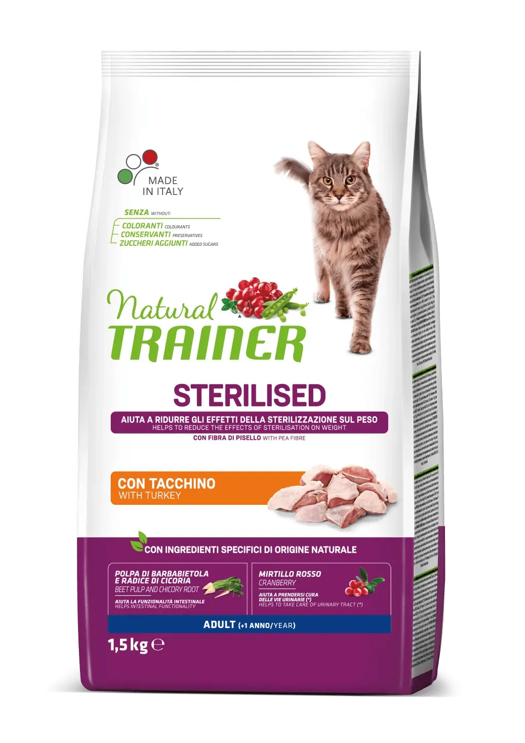 Trainer natural cat sterilized tacchino 1,5 kg