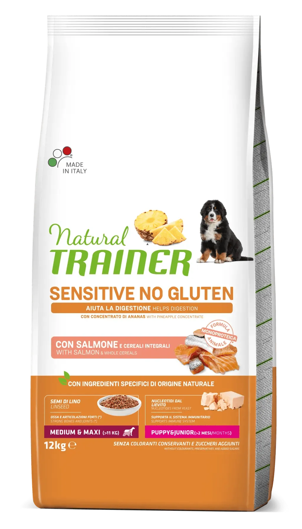 Trainer natural dog sensitive puppy medium maxi salmone 12 kg