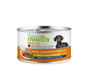 Trainer natural dog sensitive adult mini anatra e cereali lattina 150 gr
