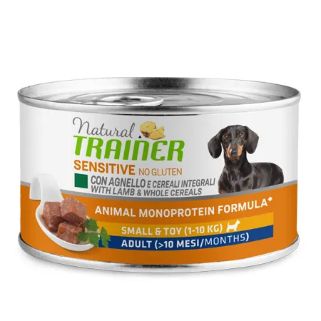 Trainer natural dog sensitive adult mini agnello e cereali lattina 150 gr