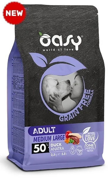 Oasy dog grain free adult medium large anatra 12 kg