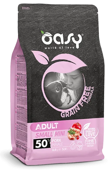 Oasy dog grain free adult small mini maiale 2,5 kg