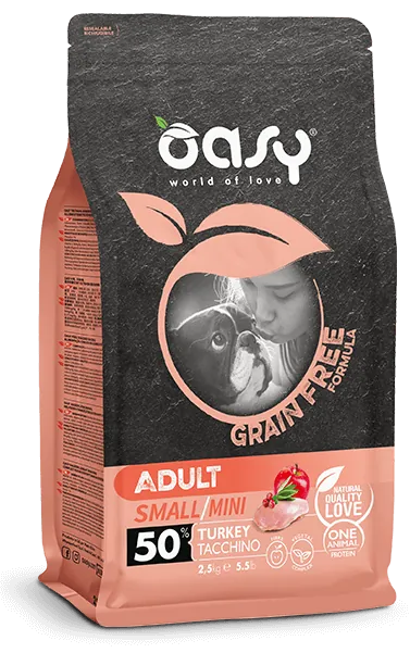 Oasy dog grain free adult small mini tacchino 800 gr
