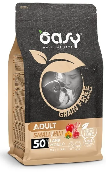 Oasy dog grain free adult small mini agnello 2,5 kg