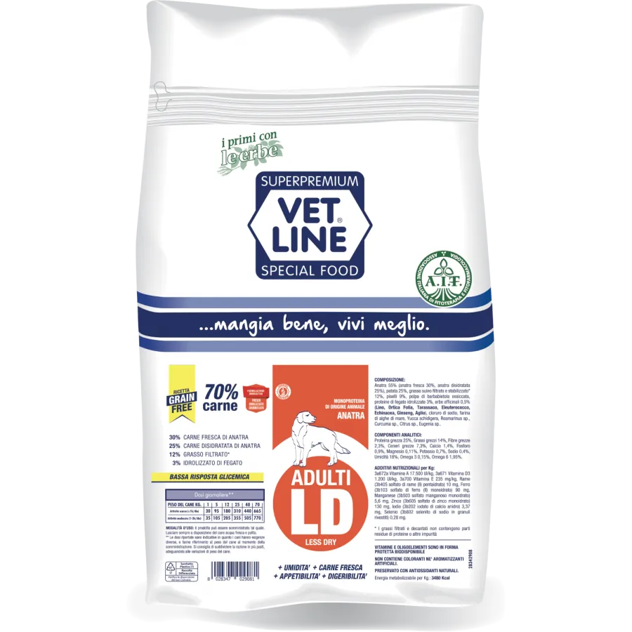 Vet line ld grain free anatra 800 gr