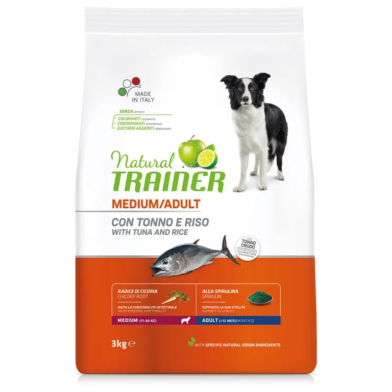 Trainer natural dog adult medium tonno e riso 3 kg