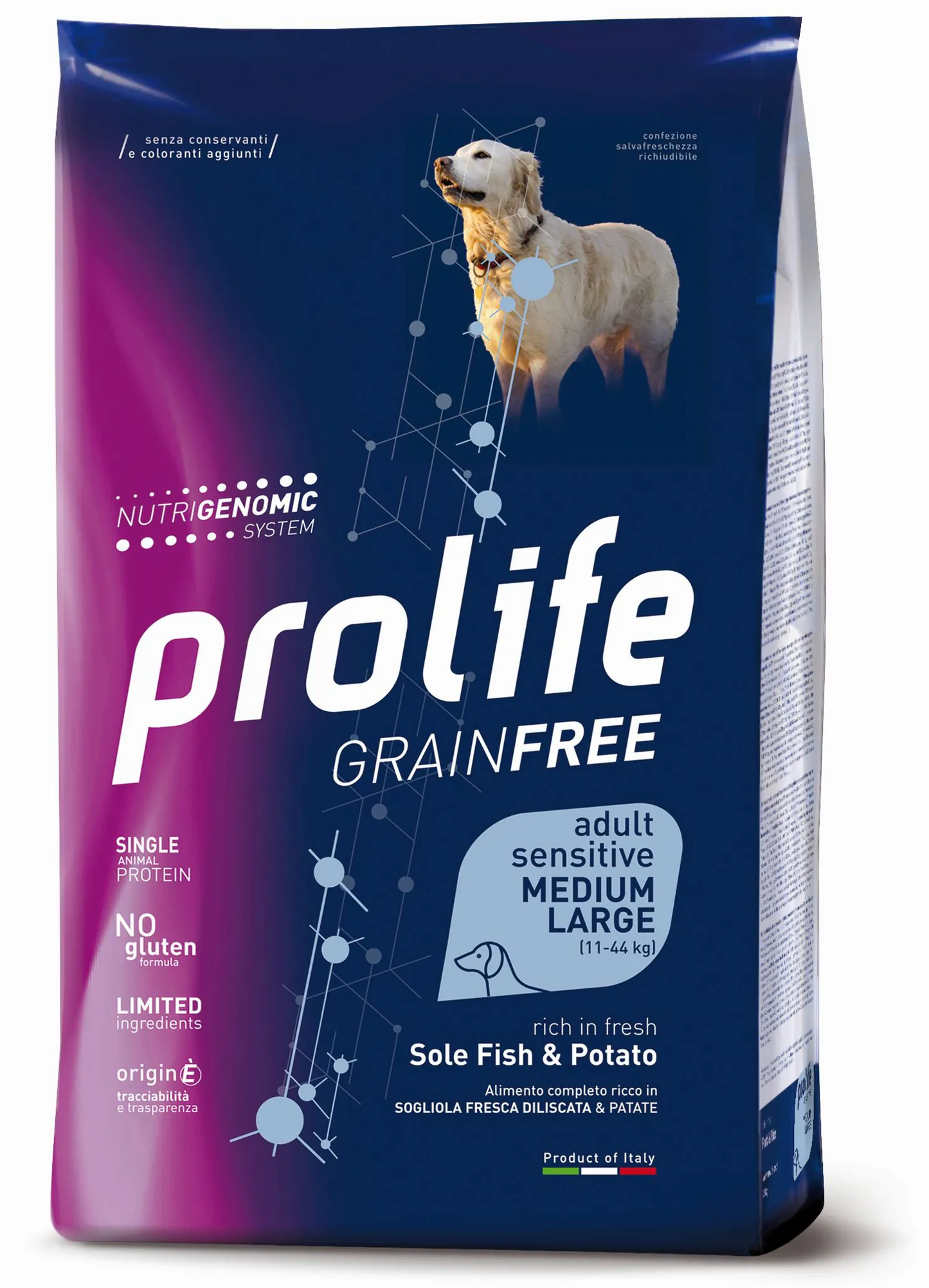 Prolife dog grain free adult medium large pesce e patate 10 kg