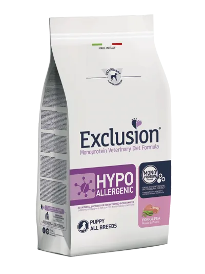 Exclusion dog hypo puppy maiale e piselli medio/maxi 12 kg