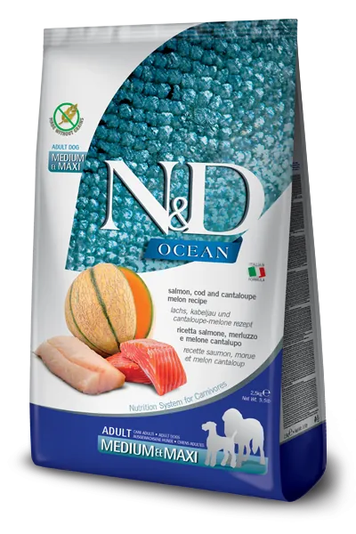 Nd dog ocean salmone merluzzo cantalupo adult medio maxi 12 kg