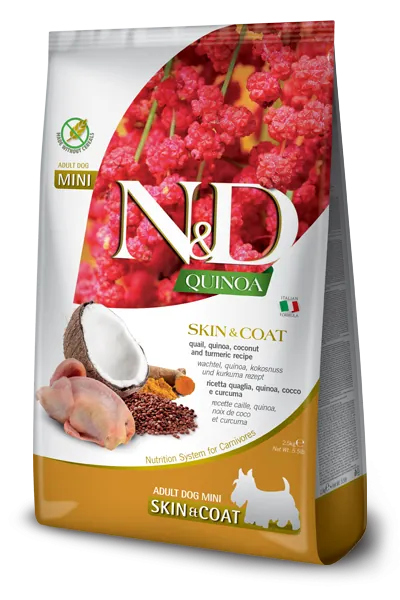 Nd dog quinoa skin&coat quaglia e cocco adult mini 2,5 kg