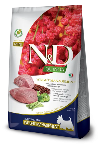 Nd dog quinoa weight management agnello e broccoli adult mini 2,5 kg
