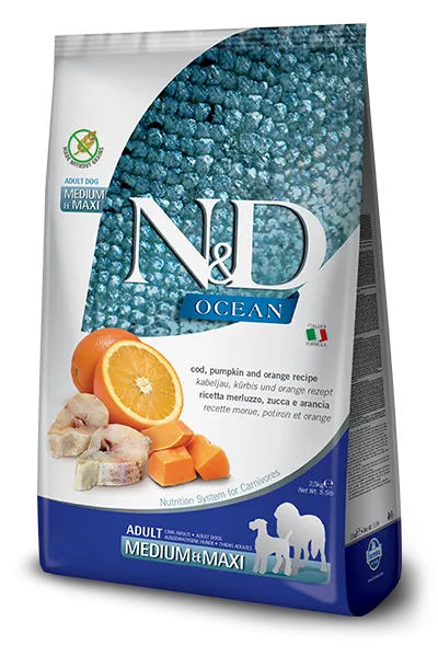 Nd dog ocean zucca merluzzo e arancia adult medio maxi 2,5 kg