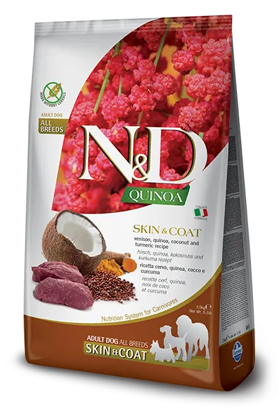 In Scadenza 04/09/2026 - Nd dog quinoa skin&coat cervo e cocco adult medio maxi 2,5 kg