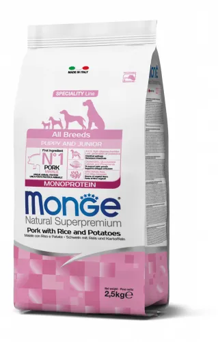 Monge dog puppy & junior all breeds maiale riso e patate 2,5 kg