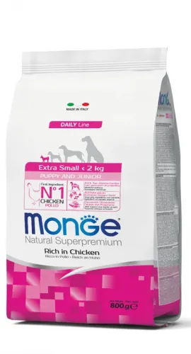 Monge dog puppy & junior extra small pollo 800 gr
