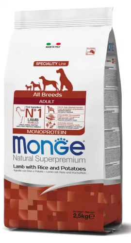 Monge dog adult all breeds agnello e riso 2,5 kg