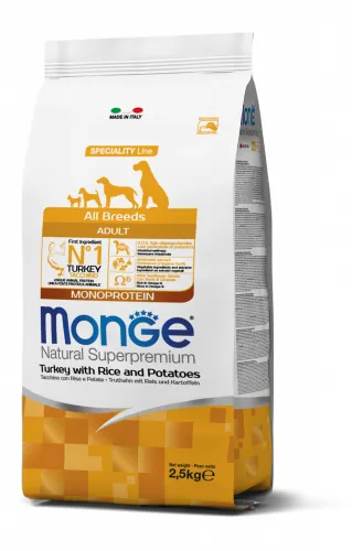 Monge dog adult all breeds tacchino riso e patate 2,5 kg