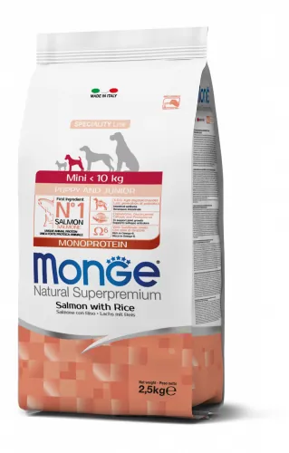 Monge dog puppy & junior mini salmone e riso 7,5 kg