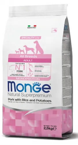 Monge dog adult all breeds maiale e riso 12 kg