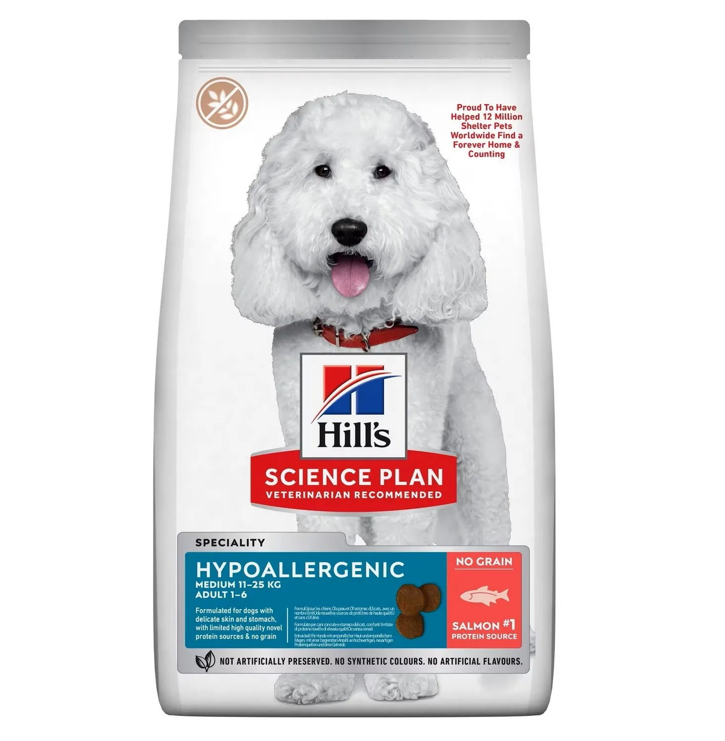 Hills cane hypoallergenic adult medio salmone 14 kg