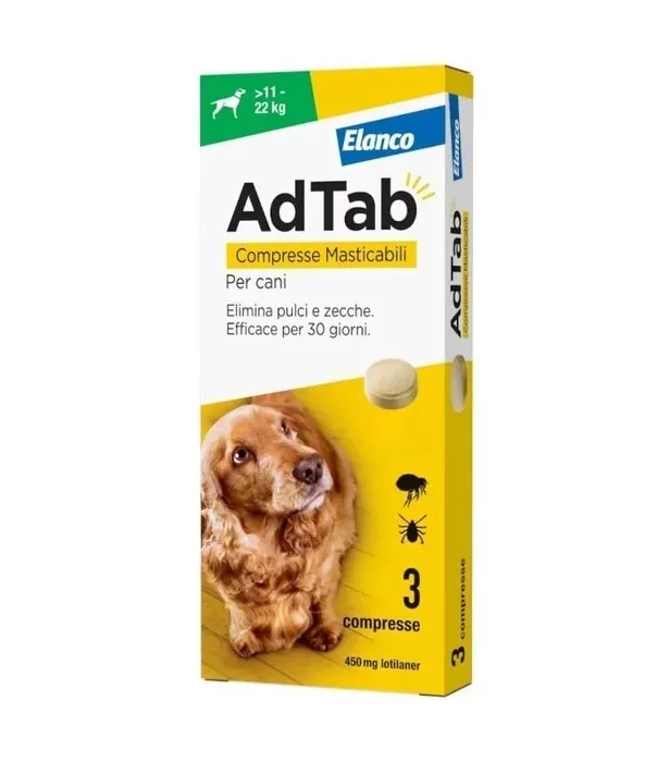 Adtab cane 11-22 kg 450 mg verde 3 compresse