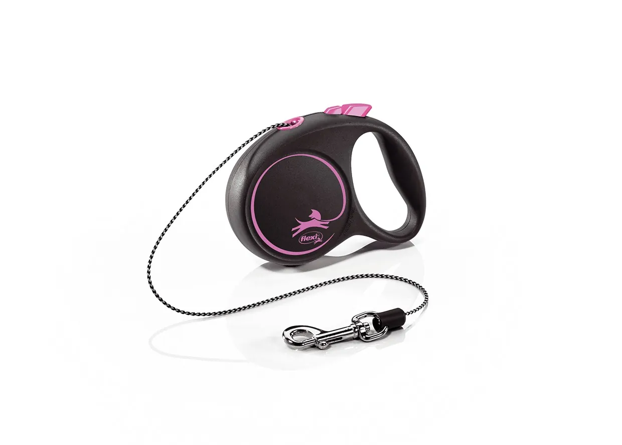 Flexi design black guinzaglio corda xs 3 mt rosa