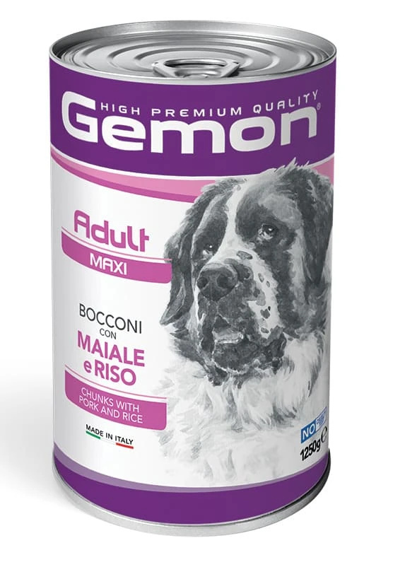 Gemon dog adult maxi bocconi con maiale e riso lattina 1250 gr