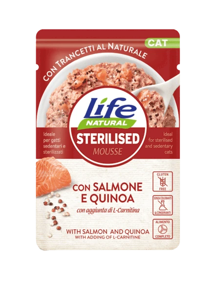 Life cat sterilized salmone e quinoa 70 gr