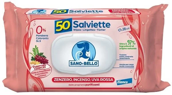 Salviette elanco zenzero, incenso e uva rossa 50 pz