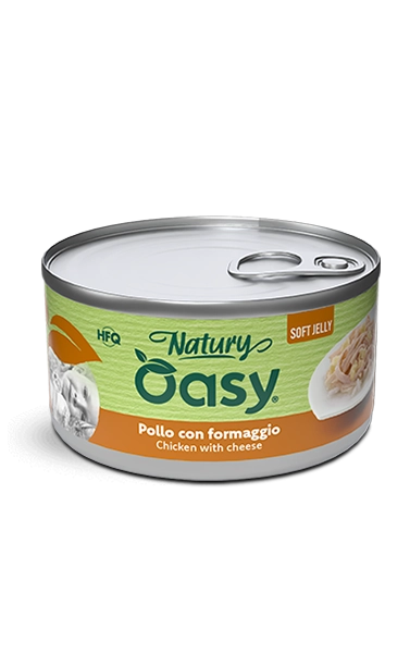 Oasy cat jelly pollo con formaggio lattina 85 gr