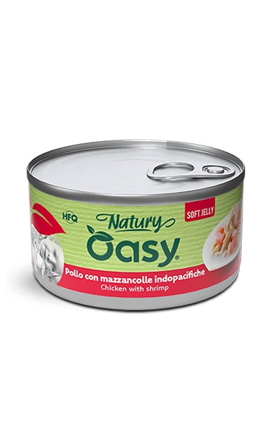 Oasy cat jelly  pollo con mazzancolle indopacifiche lattina 85 gr