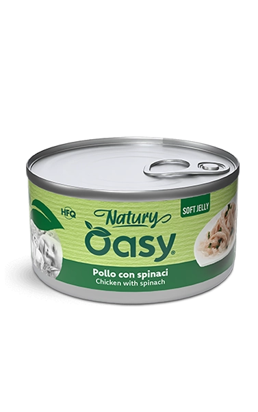Oasy cat jelly pollo con spinaci lattina 85 gr