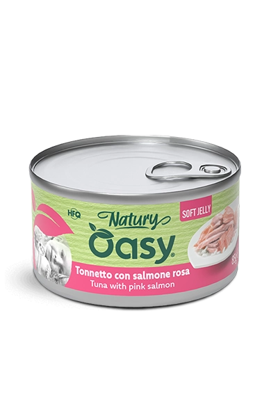 Oasy cat jelly tonnetto con salmone rosa lattina 85 gr
