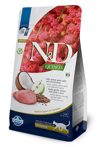 N&D Gatto Quinoa Senior Agnello Mela Verde E Cocco 300 Gr - Scade il 10/10/2026