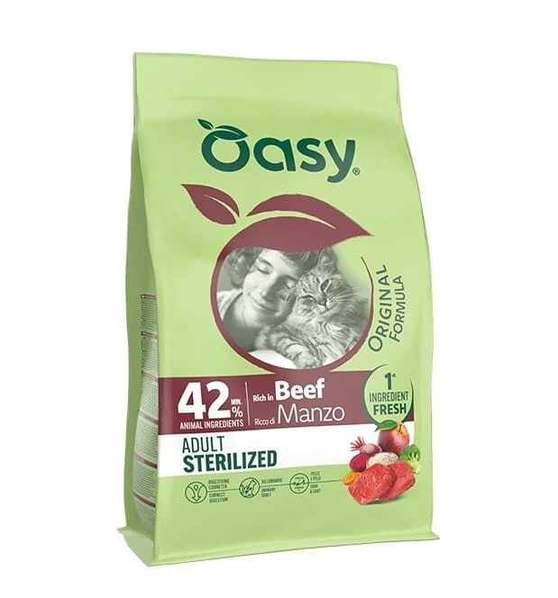 Oasy cat sterilized adult manzo 1,5 kg