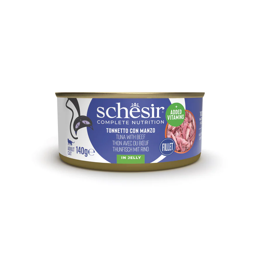 Schesir gatto tonnetto e filetti di manzo jelly lattina 140 gr