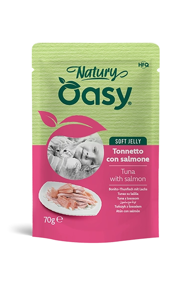 Oasy cat tonnetto con salmone jenny bustina 70 gr
