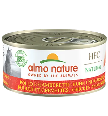 Hfc cat natural pollo e gamberetti lattina 150 gr
