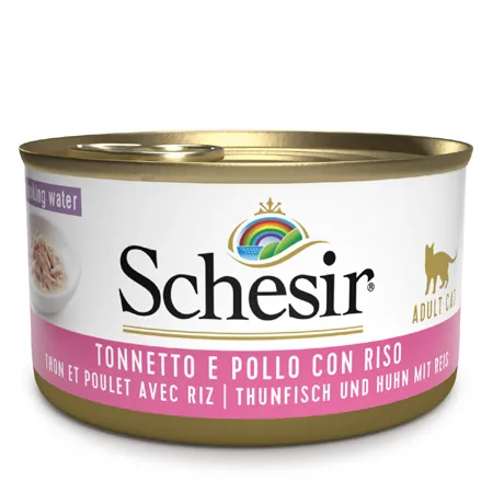 Schesir gatto tonnetto e pollo in brodo lattina 85 gr